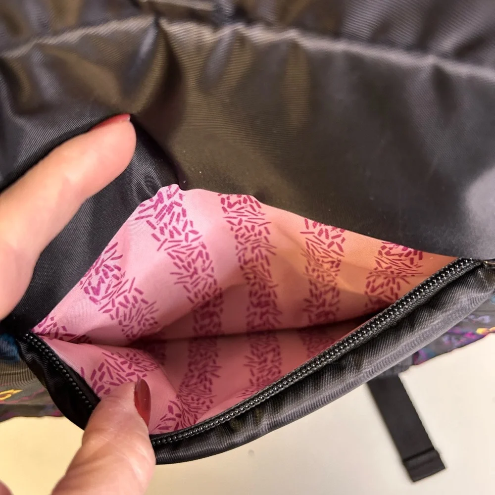 Lug Color Blocked Black and Purple Floral Women's Hopper Backpack - Picture 6 of 13